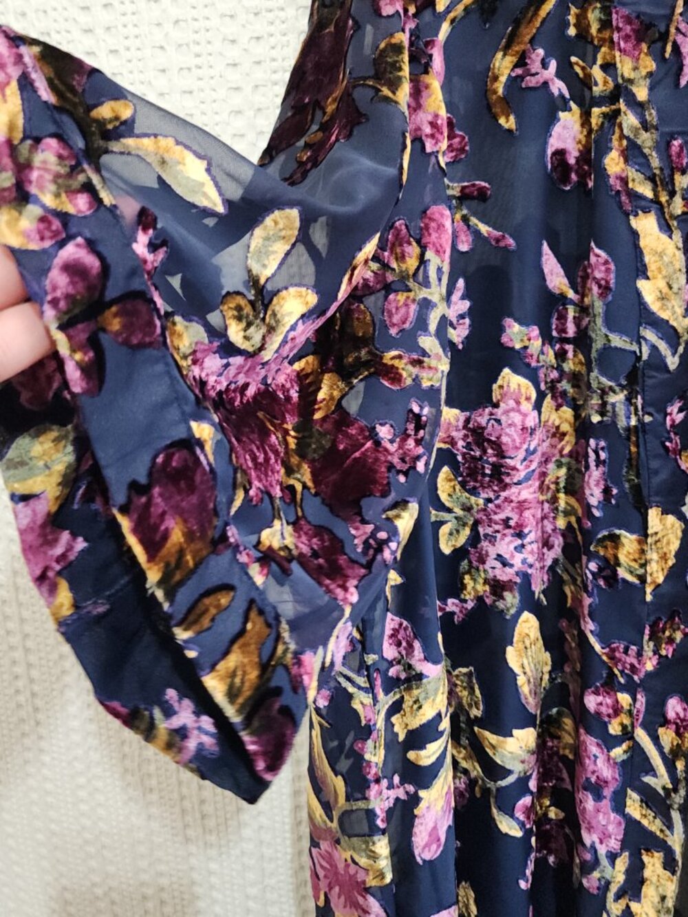 Catherines Velvet Burnout Floral Sheer Kimono Festival Whimsigoth Boho 4X/5X - Picture 4 of 13